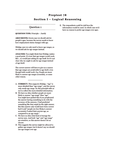 PrepTest 78 Logical Reasoning A (Section 1) Explanations