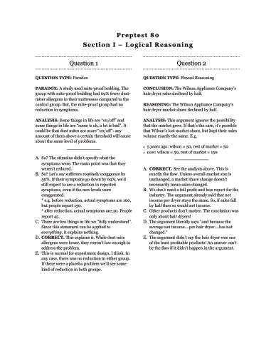 PrepTest 80 Logical Reasoning A (Section 1) Explanations